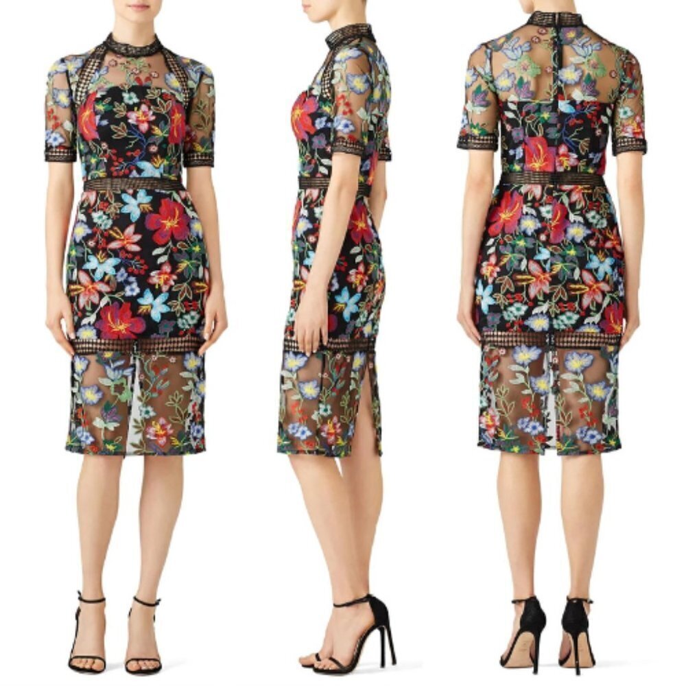 Vone Blushing Embroidered Floral Sheath Dress 17408